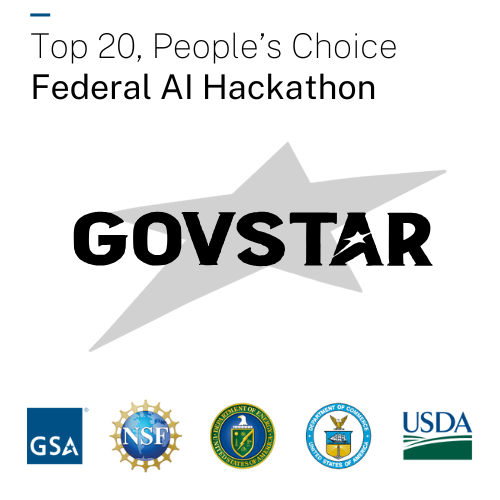 Govstar voted Top 20 People’s Choice in Federal AI Hackathon for knowledge management solution.